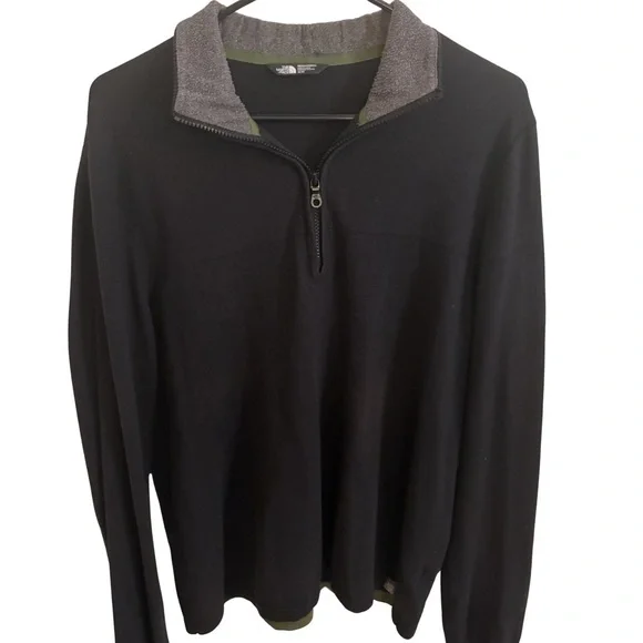 The North Face Men’s Medium Quarter Zip Fleece Pullover Black Gray Outdoor - Picture 1 of 3